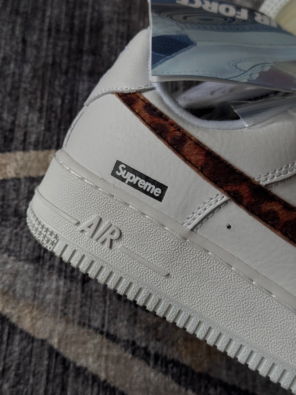 Air Force 1 Low White Cheetah Print Supreme X Goodenough