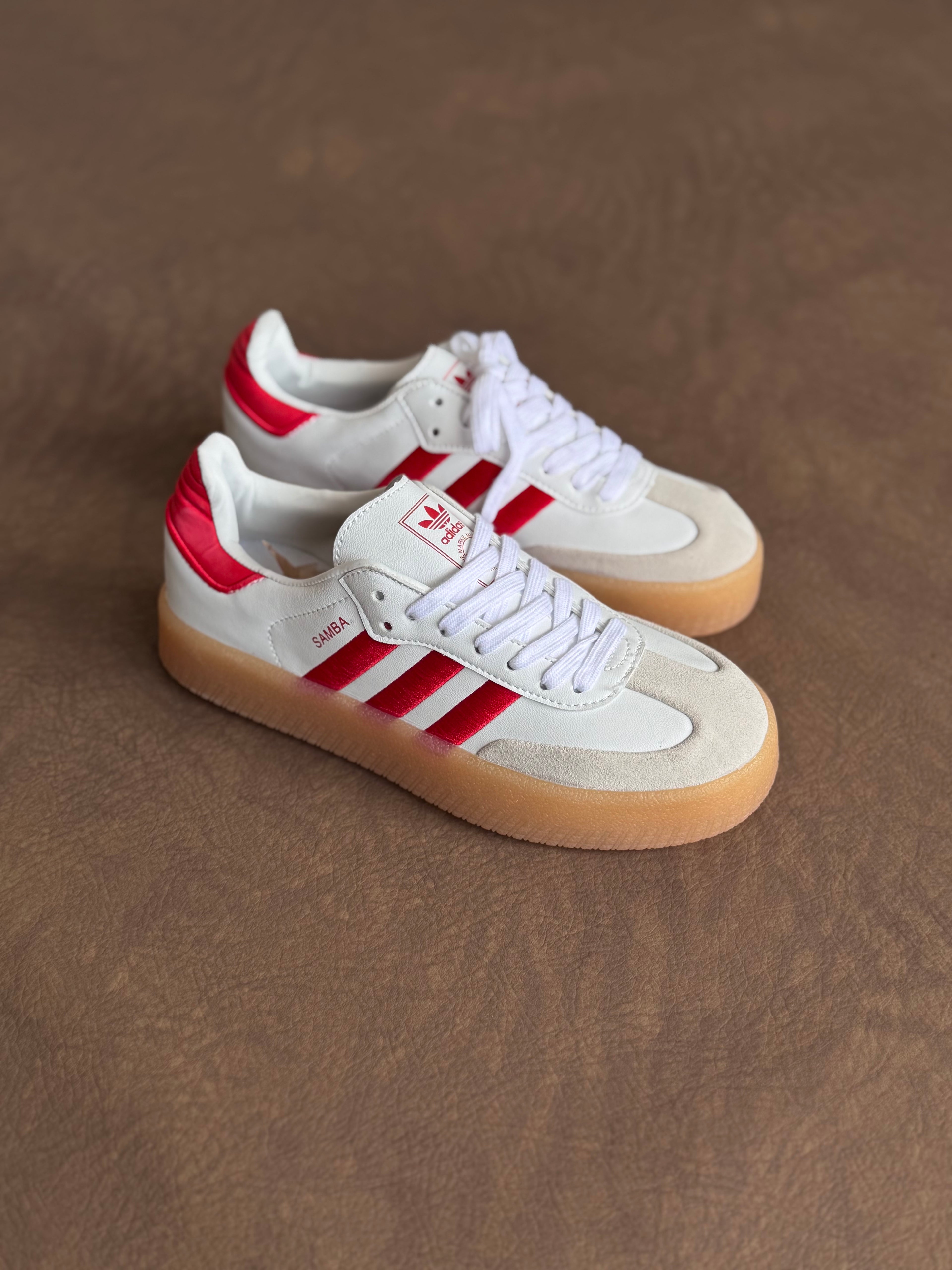 Adidas sambae “blanco rojo “