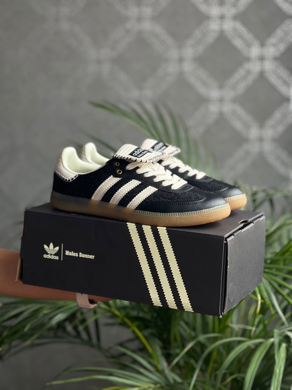 Adidas Wales Bonner × Samba Pony Tonal Low Core Black / Cream White