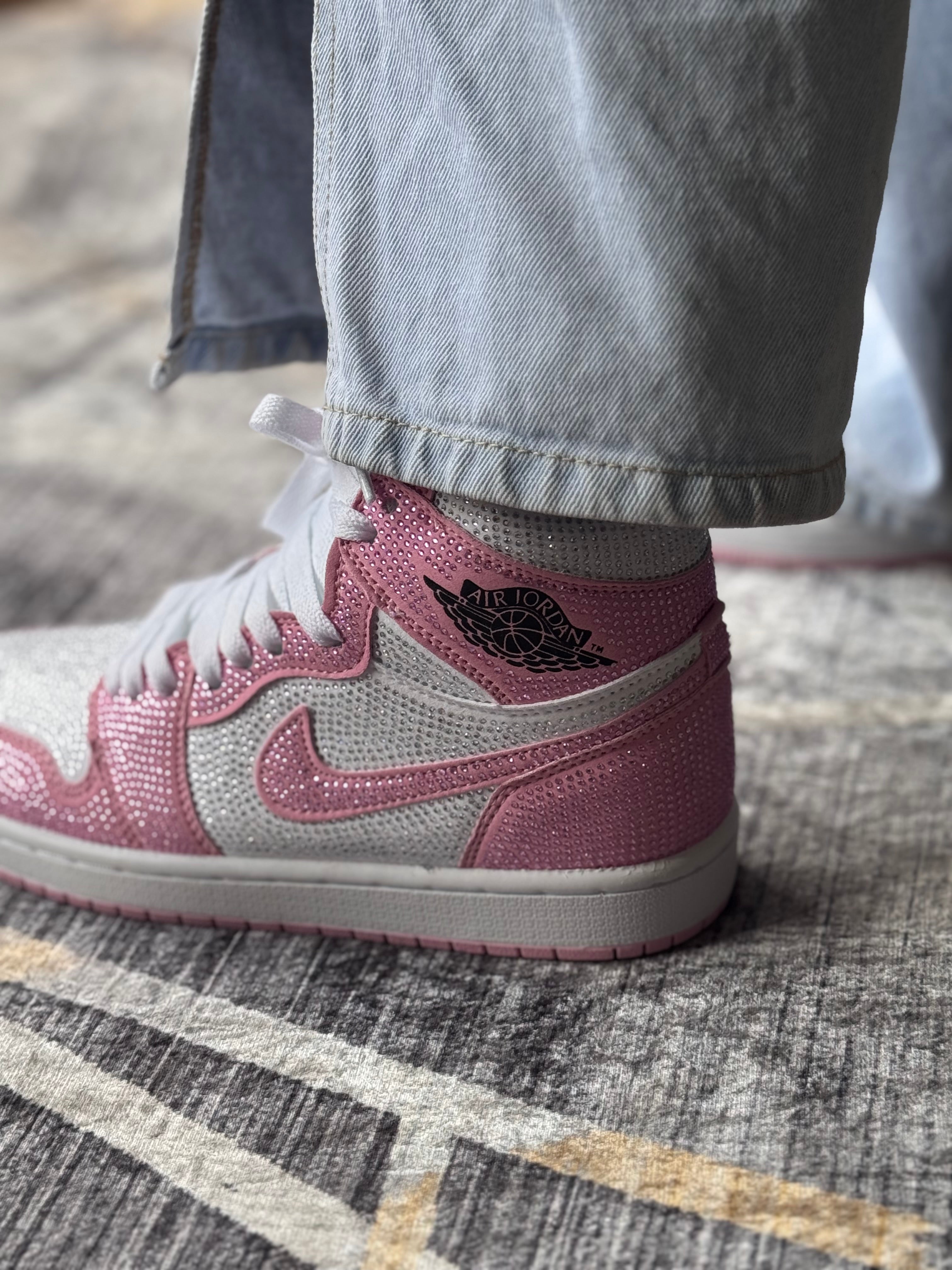 Air Jordan 1 pink x swarovski