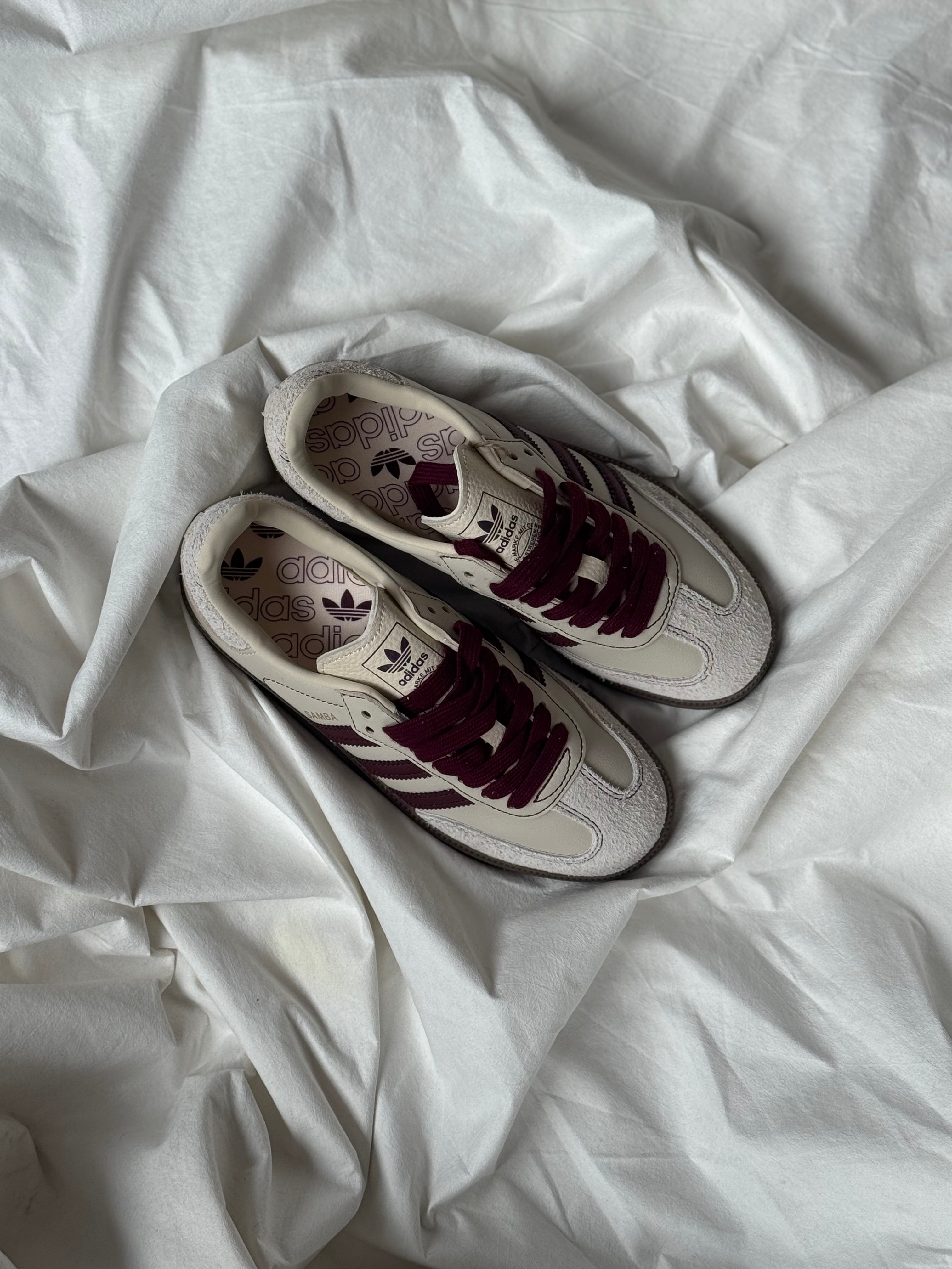 Adidas Samba OG "Wonder White/Maroon"