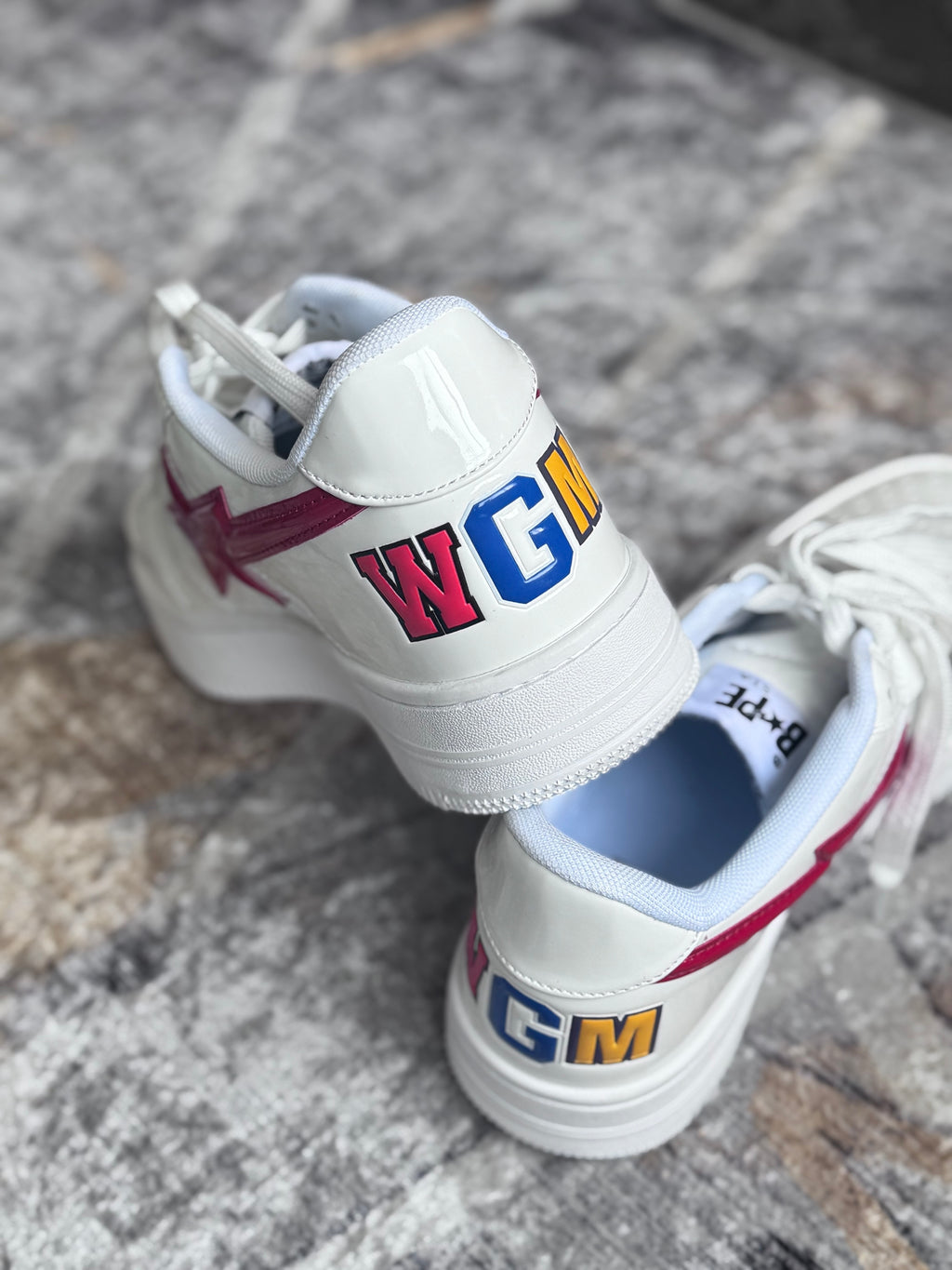 A Bathing Ape BAPE STA Low White Shark Face M2