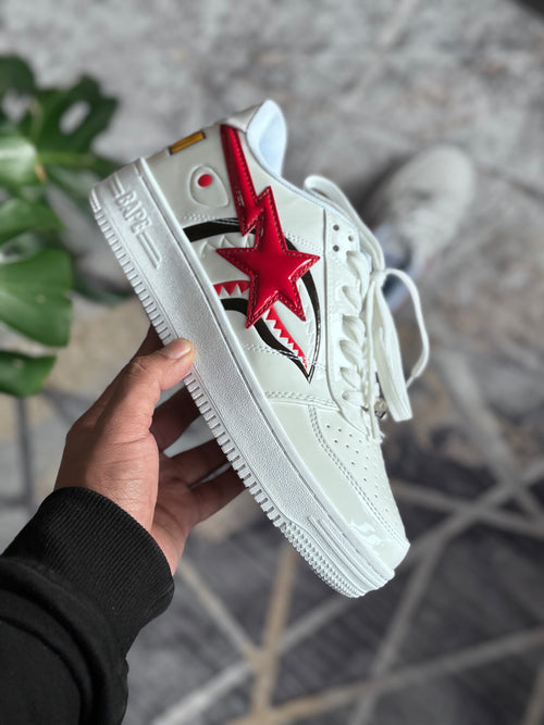 A Bathing Ape BAPE STA Low White Shark Face M2